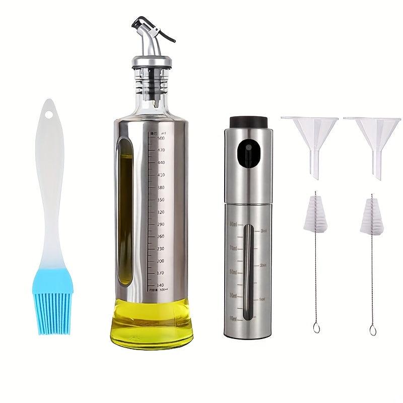 5pcs Stainless Steel Bottle Set 500ml Dispenser 100ml Sprayer Brush Funnel