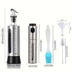 5pcs Stainless Steel Bottle Set 500ml Dispenser 100ml Sprayer Brush Funnel