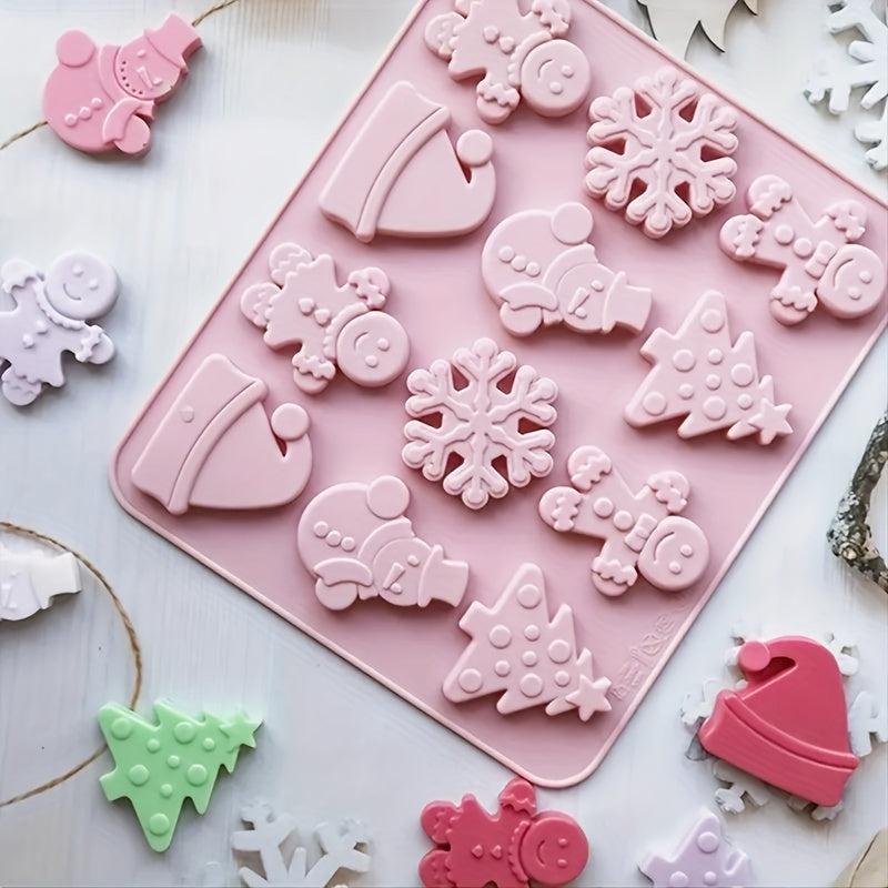 Christmas Silicone Baking Mold - Tree, Snowman, Snowflake Shapes