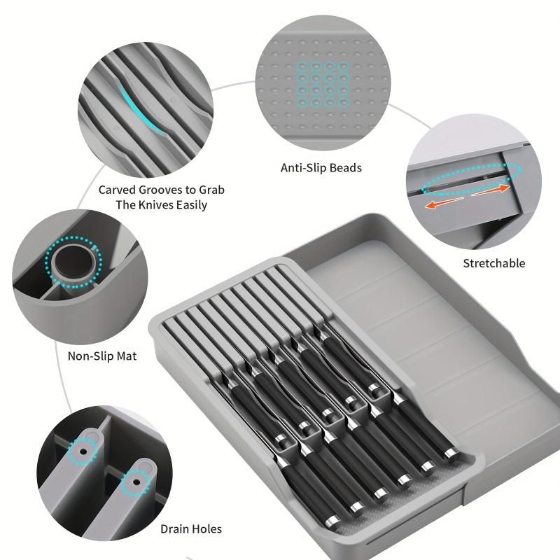Adjustable Cutlery Tray 2 Layer Holder for 11 Utensils