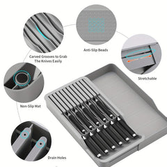 Adjustable Cutlery Tray 2 Layer Holder for 11 Utensils