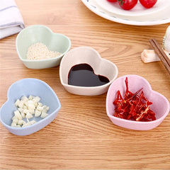 Wheat Straw Sauce Dish Heart Shaped Dip Plate