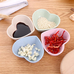Wheat Straw Sauce Dish Heart Shaped Dip Plate