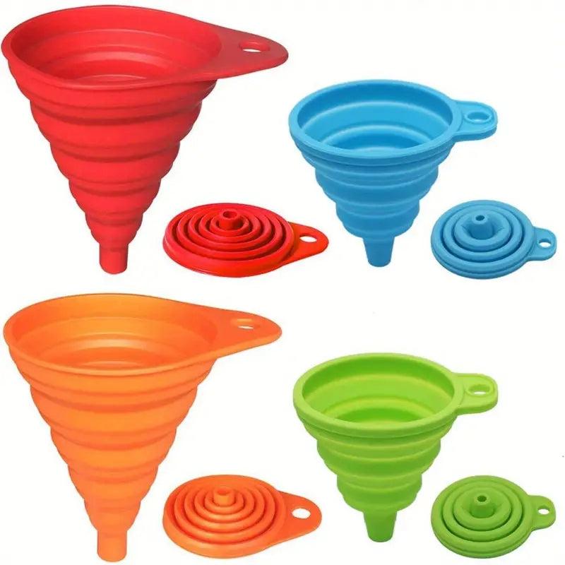 4pcs Mini Funnel Silicone Collapsible for Water Liquid Kitchen Gadgets