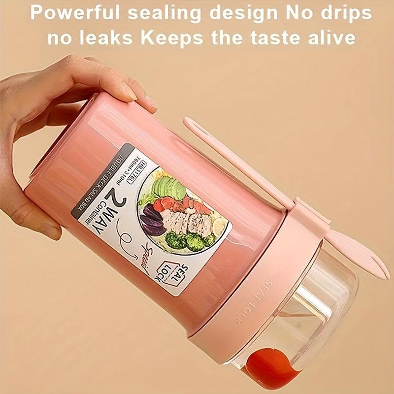 Salad Cup Meal Shaker Cup Plastic Healthy Container Fork Dressing Holder