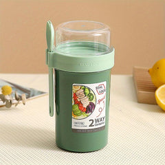 Salad Cup Meal Shaker Cup Plastic Healthy Container Fork Dressing Holder