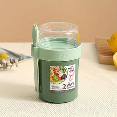 Salad Cup Meal Shaker Cup Plastic Healthy Container Fork Dressing Holder