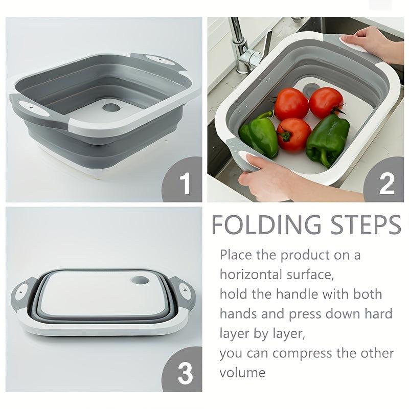 Portable Folding Cutting Board Wash Basin Kitchen Cleaning Storage Basin