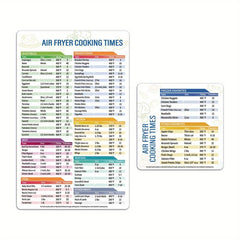 2pcs Magnetic Cheat Sheet Set for Air Fryers Reference Guide Cooking Times