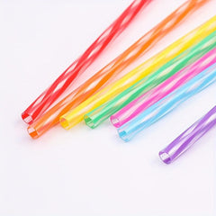 8pcs Reusable Plastic Straws Set with Cleaning Brush