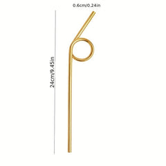 1pc Stainless Steel Straw, Reusable, Random Design
