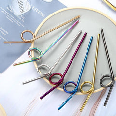 1pc Stainless Steel Straw, Reusable, Random Design