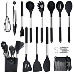 23pcs Silicone Kitchen Utensils Set Non stick Spatula Spoon Egg Beater