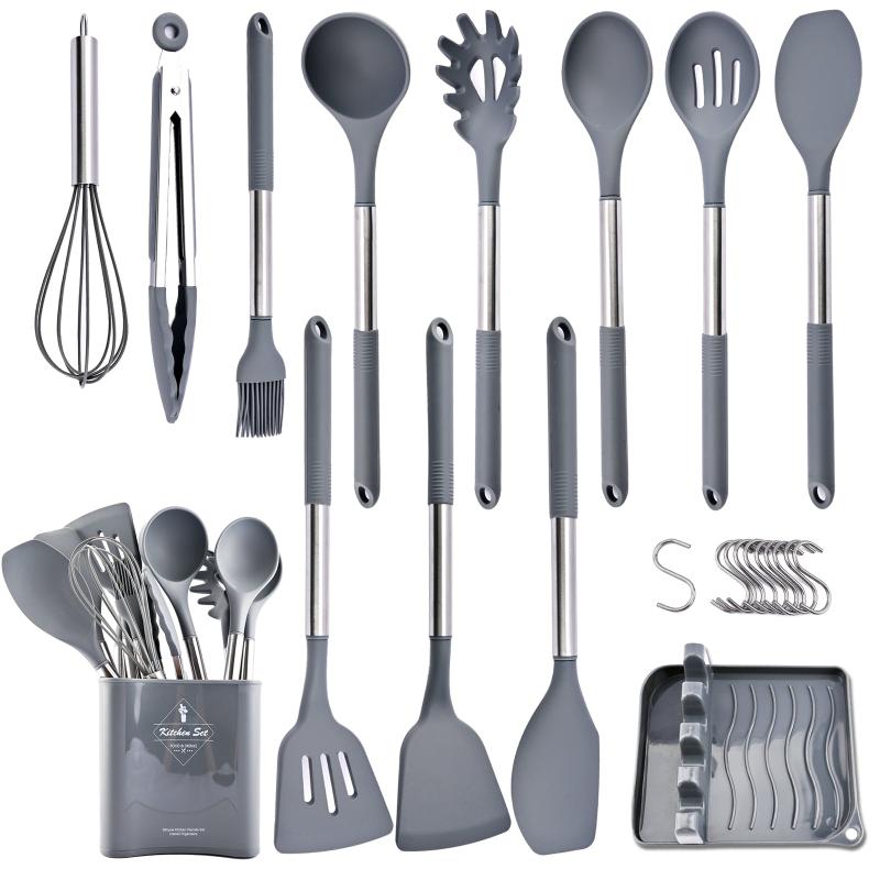 23pcs Silicone Kitchen Utensils Set Non stick Spatula Spoon Egg Beater