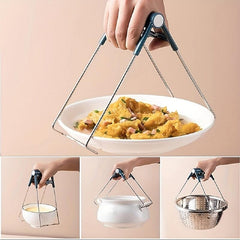 4pcs Plate Lifter & Hot Pot Tongs for Kitchen Cooking BBQ Picnic