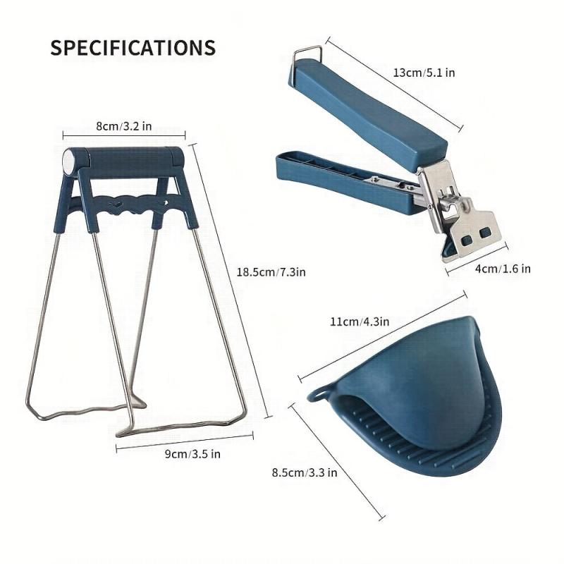 4pcs Plate Lifter & Hot Pot Tongs for Kitchen Cooking BBQ Picnic