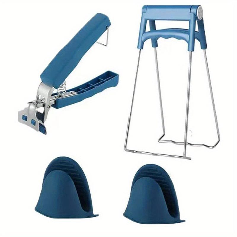 4pcs Plate Lifter & Hot Pot Tongs for Kitchen Cooking BBQ Picnic