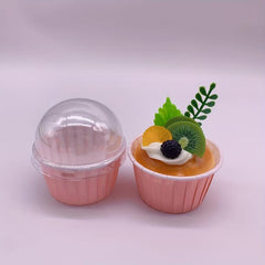 50pcs Curled Edge Cake Cups With Lids Heat Resistant Small Muffin Molds
