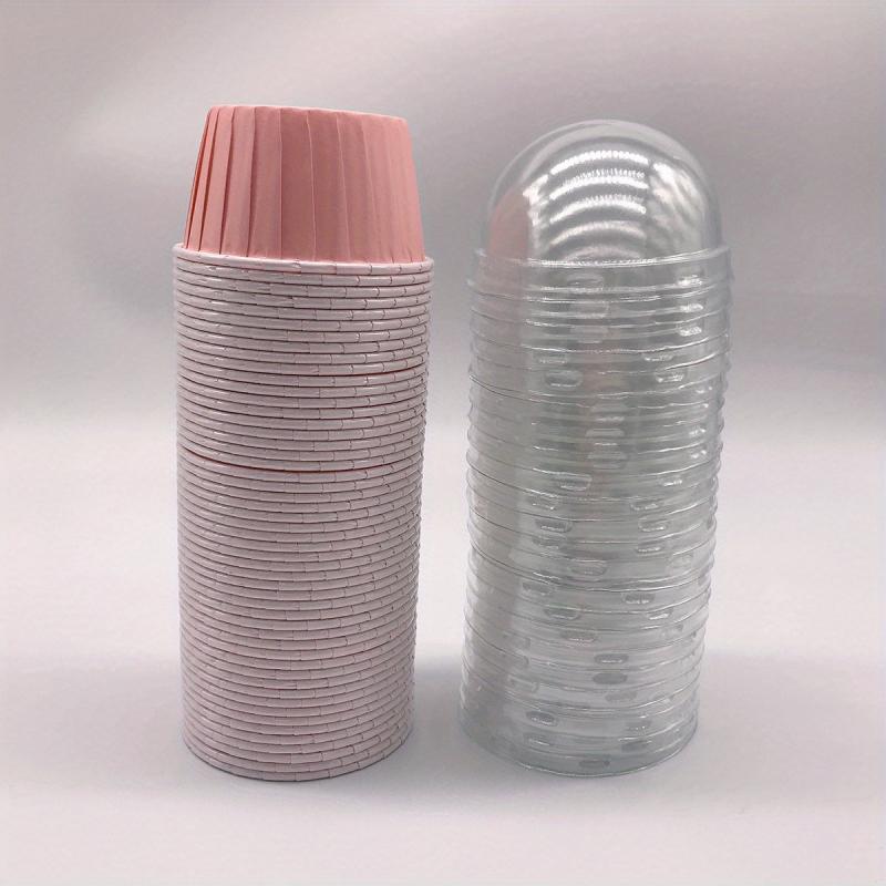 50pcs Curled Edge Cake Cups With Lids Heat Resistant Small Muffin Molds