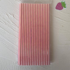 50pcs Pink Rainbow Film Paper Straw Pack for Party/Camping