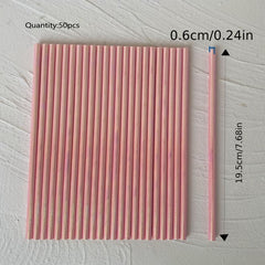 50pcs Pink Rainbow Film Paper Straw Pack for Party/Camping