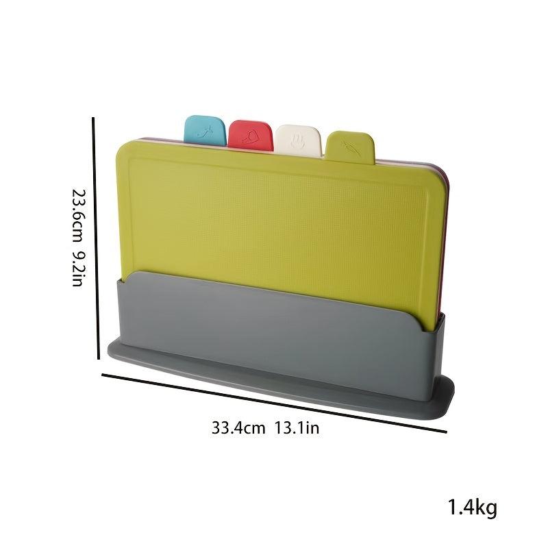 5pcs Colorful Cutting Board Set with Holder, Non-slip Chopping Boards