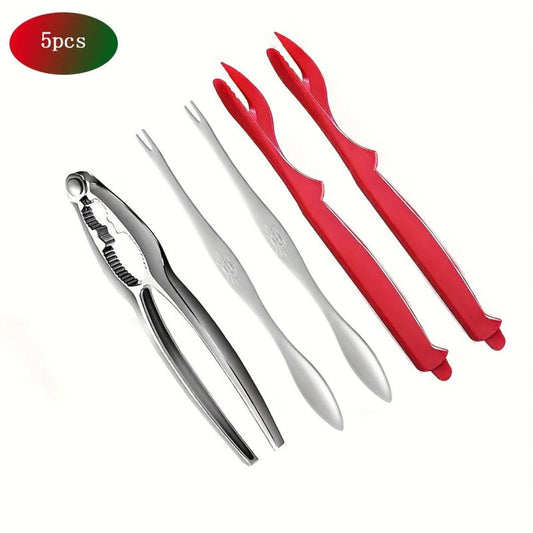 5pcs Seafood Tools Set Crab Forks Lobster Pliers Shelling Pliers Sheller