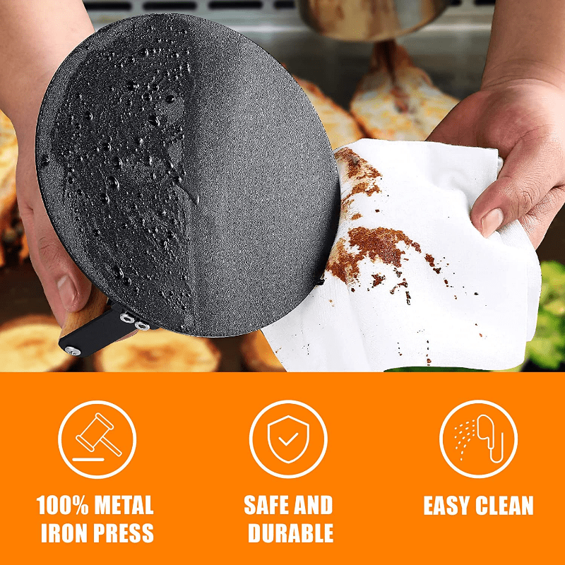 15 24 Cm Round Meat Press Burger Smasher with Wood Handle