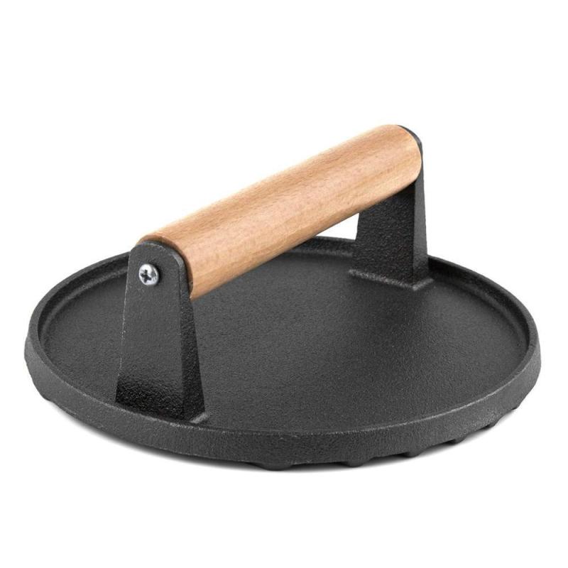 15 24 Cm Round Meat Press Burger Smasher with Wood Handle