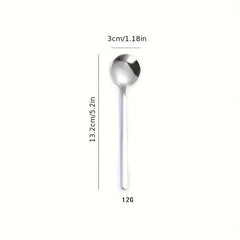 Stainless Steel Long Handle Small Round Spoon Mixing Coffee Dessert