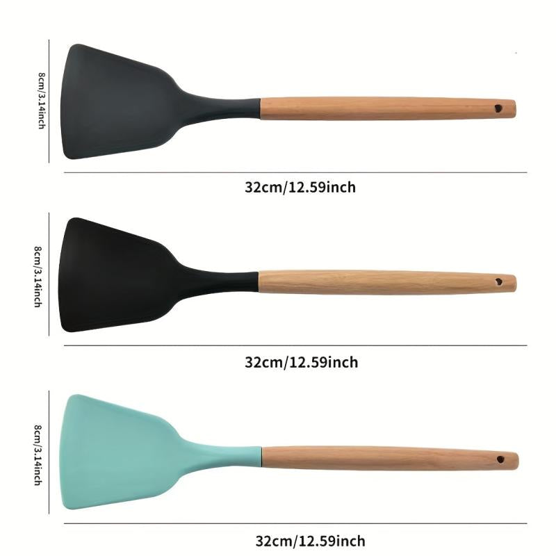 Silicone Spatula w/ Wooden Handle Heat Resistant Cooking Tool
