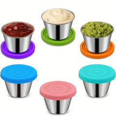 6pcs Stainless Steel Salad Sauce Containers Leakproof Reusable