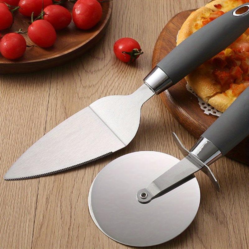 2pcs Pizza Wheel Cutter & Serving Shovel Stainless Steel Pizza Roller Cutter