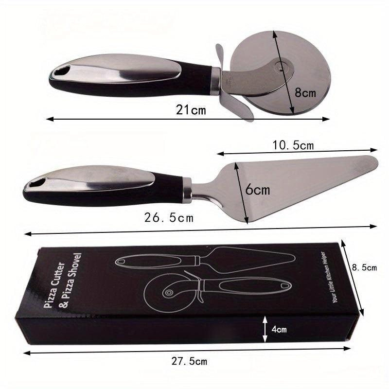 2pcs Pizza Wheel Cutter & Serving Shovel Stainless Steel Pizza Roller Cutter
