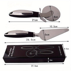 2pcs Pizza Wheel Cutter & Serving Shovel Stainless Steel Pizza Roller Cutter