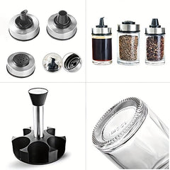 6pcs Vinegar And Pepper Bottles With Holder Set