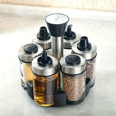 6pcs Vinegar And Pepper Bottles With Holder Set