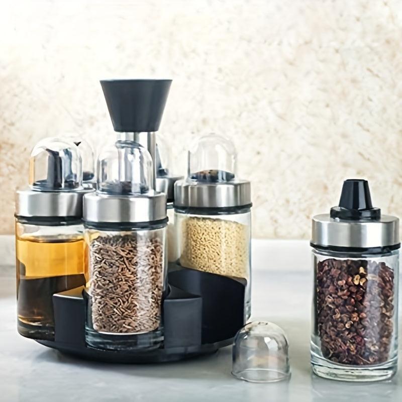 6pcs Vinegar And Pepper Bottles With Holder Set
