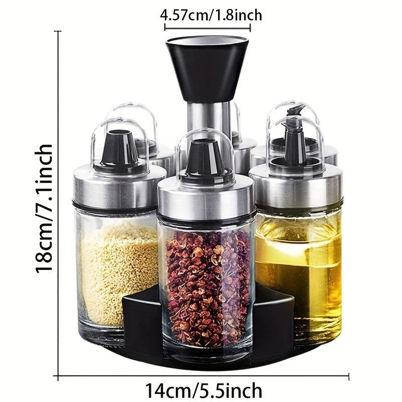 6pcs Vinegar And Pepper Bottles With Holder Set