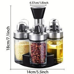 6pcs Vinegar And Pepper Bottles With Holder Set