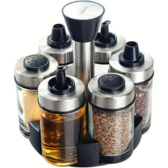 6pcs Vinegar And Pepper Bottles With Holder Set