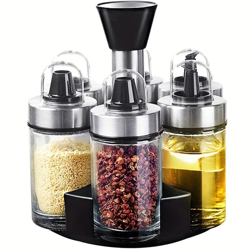 6pcs Vinegar And Pepper Bottles With Holder Set