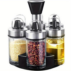 6pcs Vinegar And Pepper Bottles With Holder Set