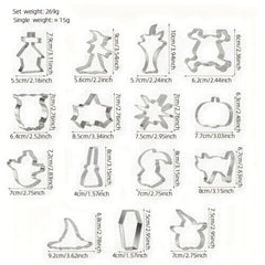 15pcs Halloween Cookie Cutters Stainless Steel Biscuit Molds