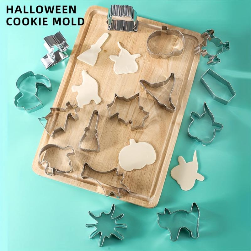 15pcs Halloween Cookie Cutters Stainless Steel Biscuit Molds
