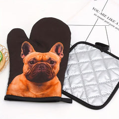 Colorful Printed Oven Mitts & Table Mat Set
