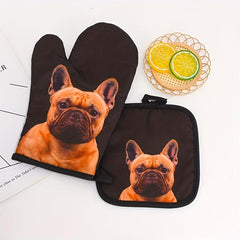Colorful Printed Oven Mitts & Table Mat Set
