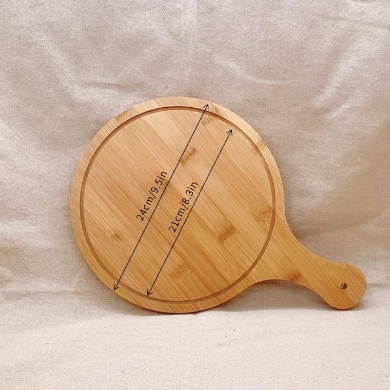 Bamboo Cutting Board Round Pizza Board Butcher Block Pizza Peel Paddle