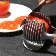 Tomato Lemon Slicer Holder Round Fruit Tongs Egg Slicer Kitchen Tool