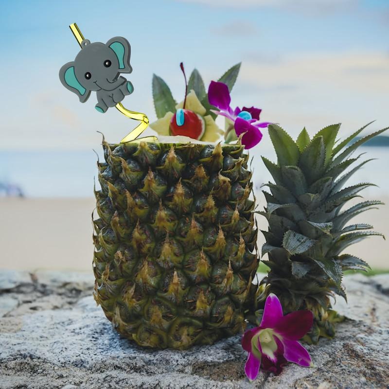 6pcs Animal Theme Reusable Straws for Family Gatherings